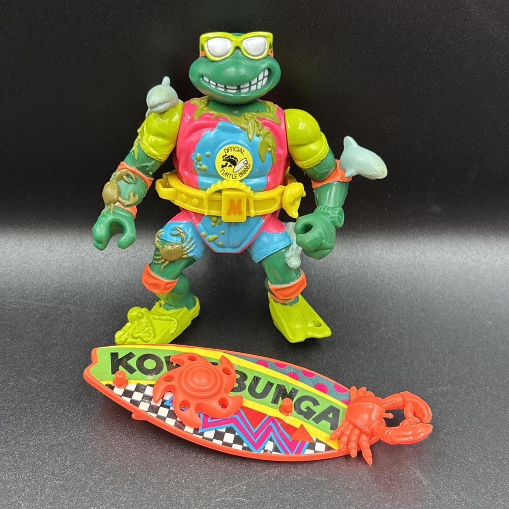 Vintage TMNT Sewer Surfin Mike Teenage Mutant Ninja Turtles 100% Complete